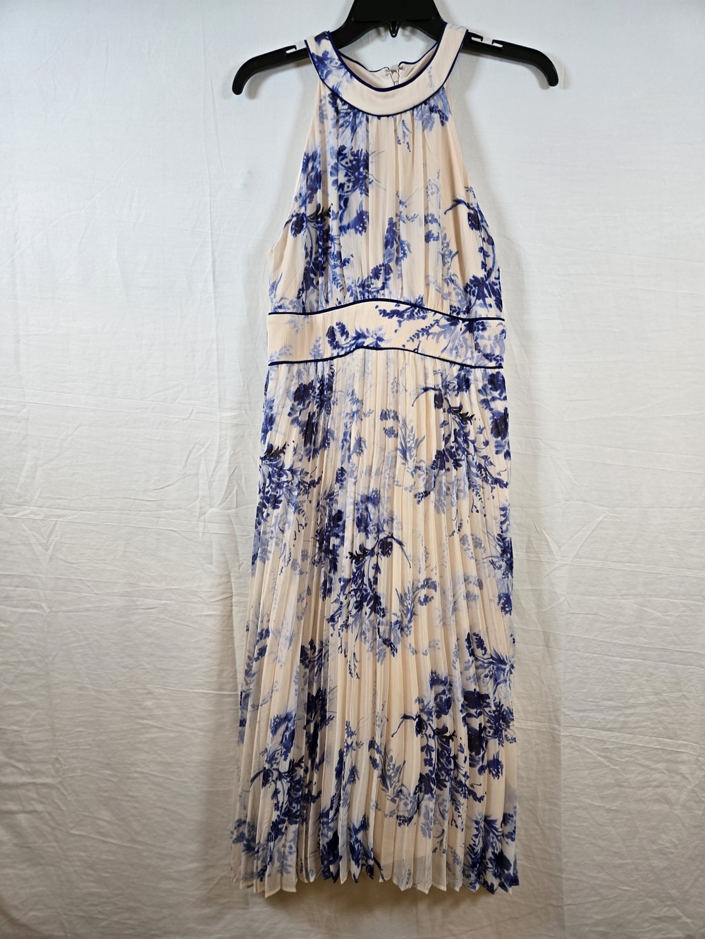 Calvin Klein Cream Maxi Dress with Blue Floral Print